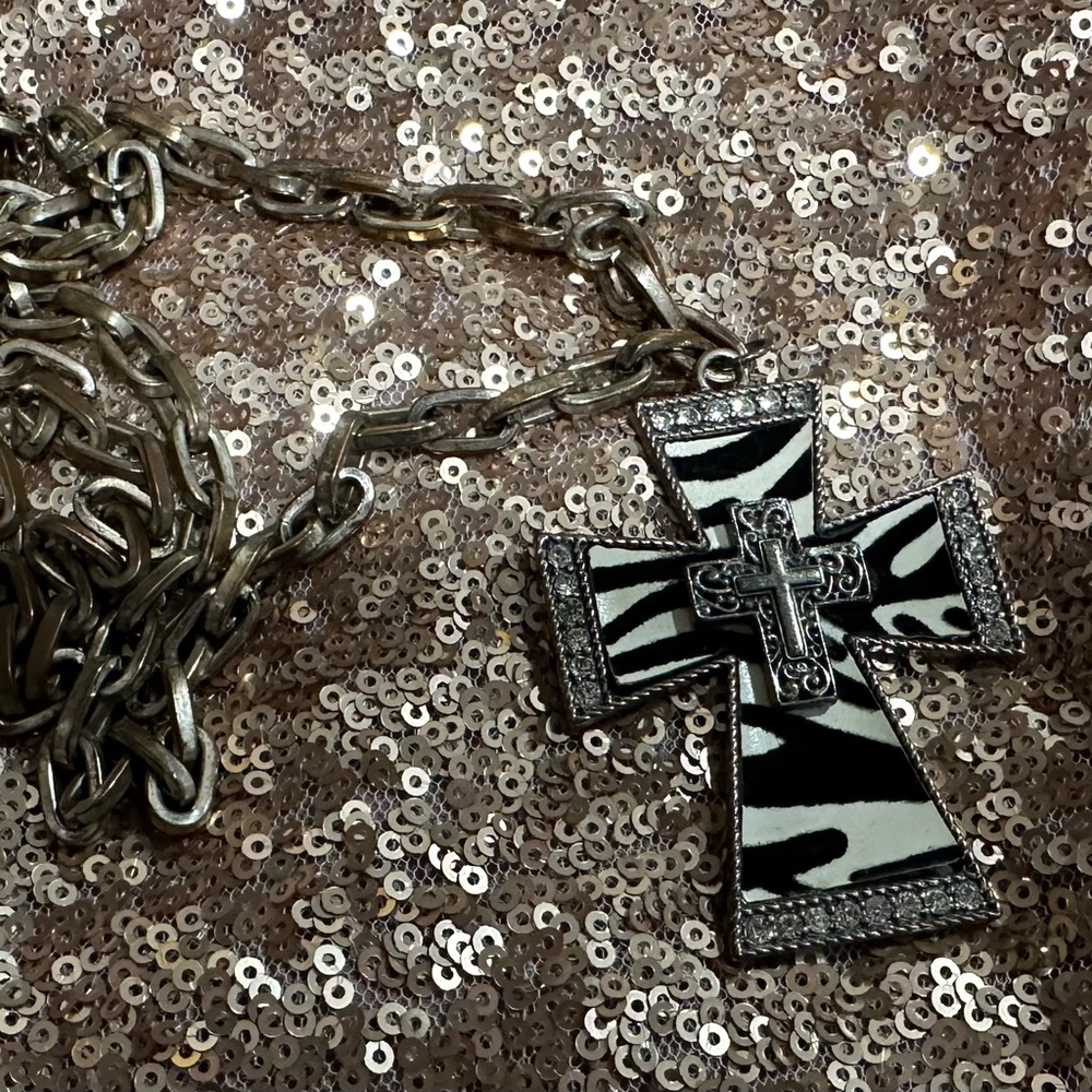 Love Culture Sequin Embellished Top and Zebra print necklace